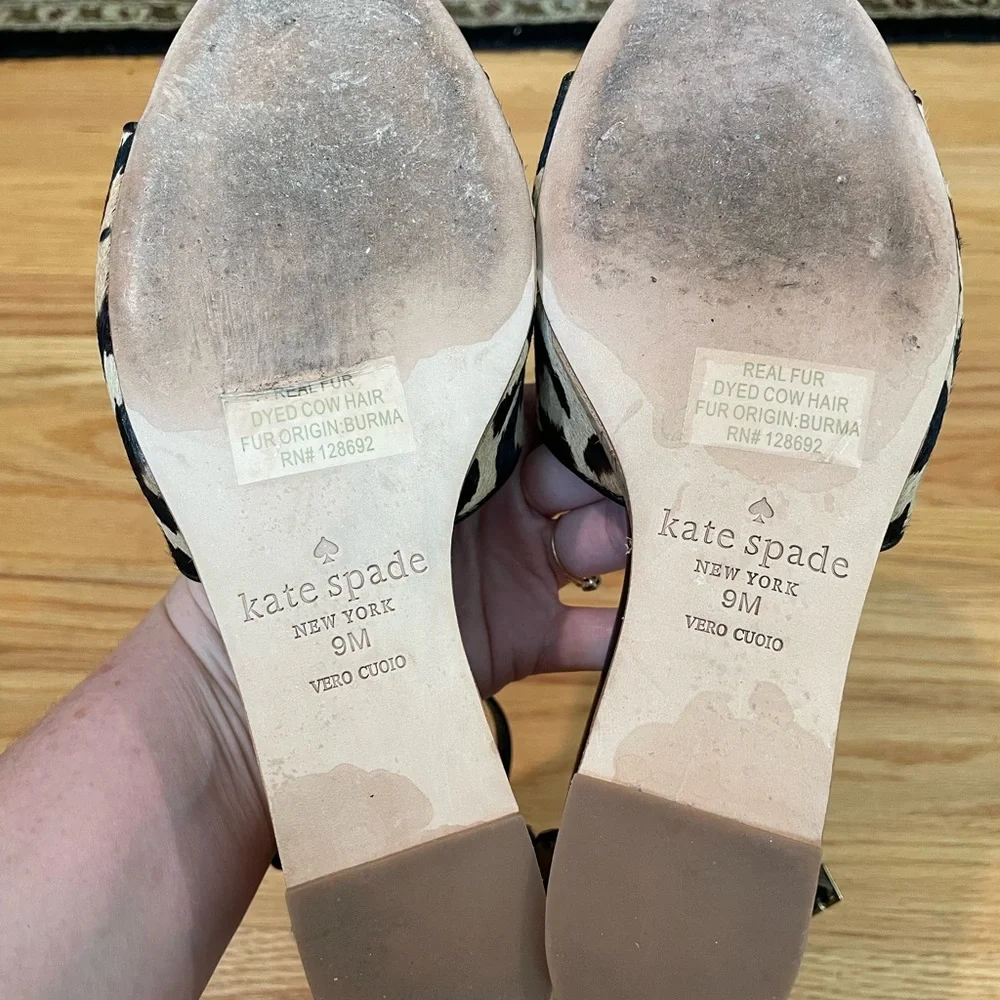 Kate‎ Spade Womens Lonnie Leopard Print Wedge Sandals Size 9 Mob Wife Old Money